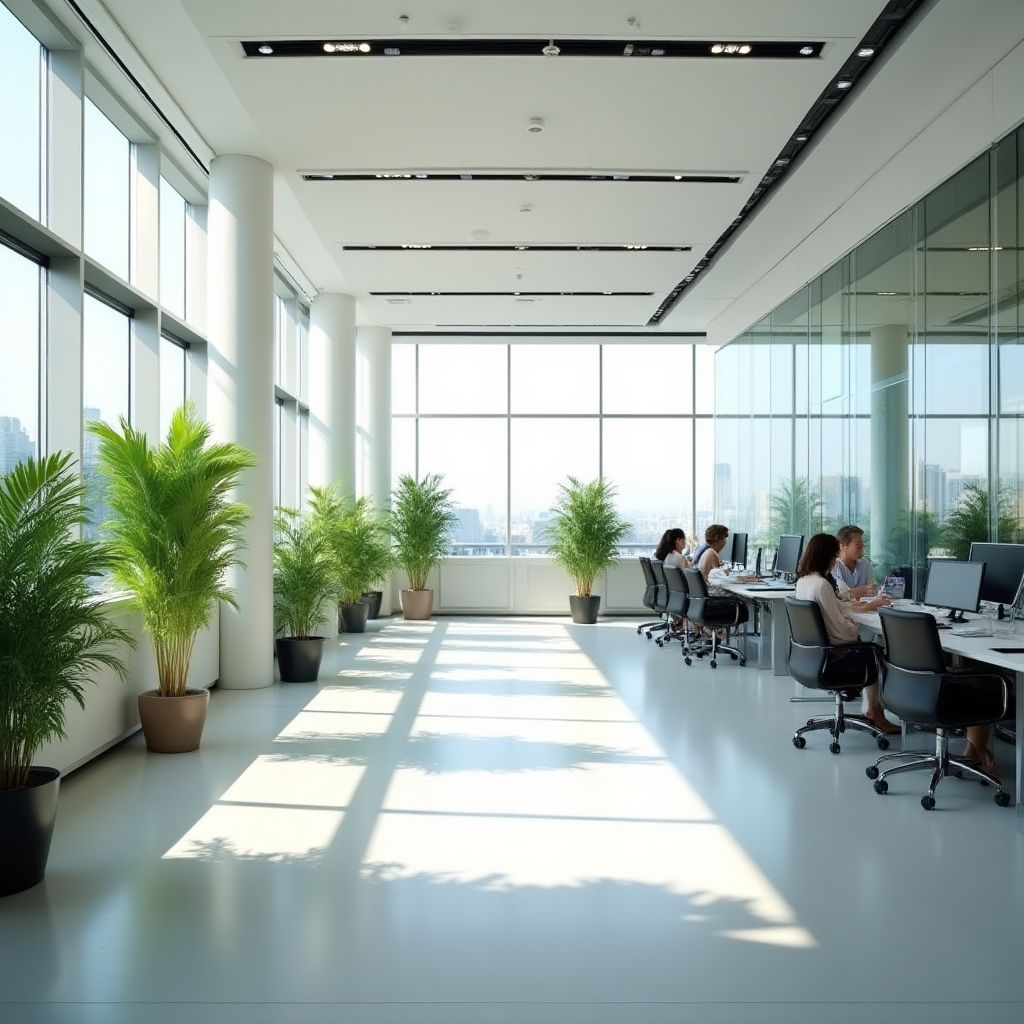 Interior de una oficina moderna y luminosa